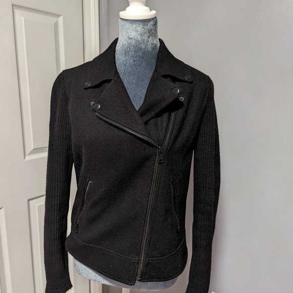 Banana Republc Factory Wool Blend Moto Bike Jacket/Coat - Picture 2 of 14